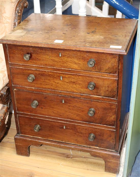 A late George III mahogany two drawer chest, converted from a commode, W.64cm